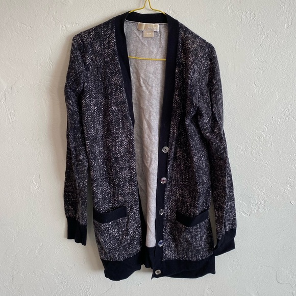 Michael Kors Cardigan Black White Silver Button Up Casual Work Wear Small - Picture 4 of 9